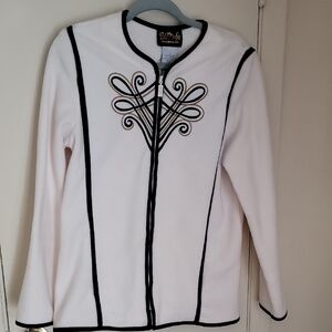 Vintage Bob Mackie Wearable Art Zip Embroidered Womens Jacket Small Fleece
